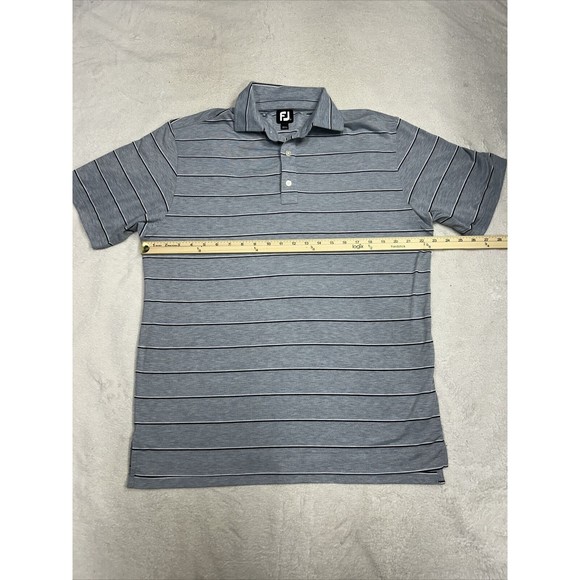 Footjoy Gray Striped Soft Touch Short Sleeve Golf Polo Shirt Men's Size Medium - Picture 5 of 7